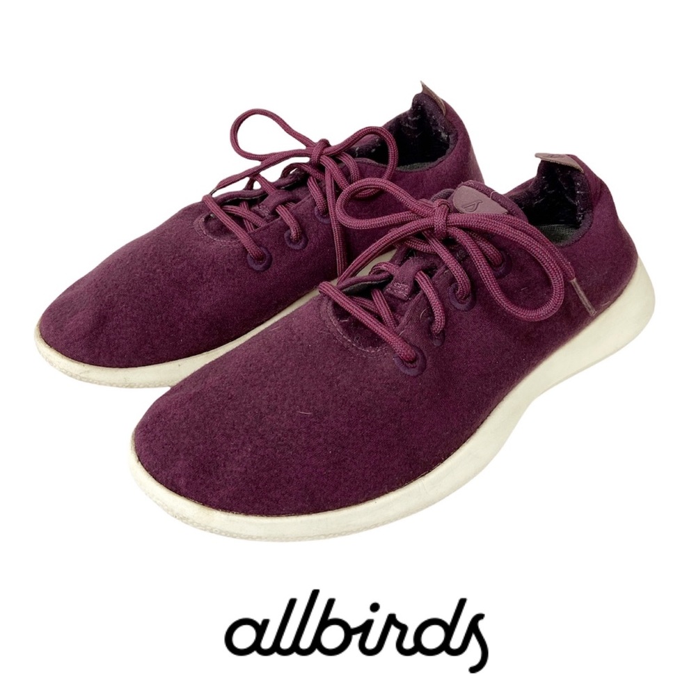 Allbirds Men’s Wool Runners Size M10 D520 Burgundy/White Renewable Materials